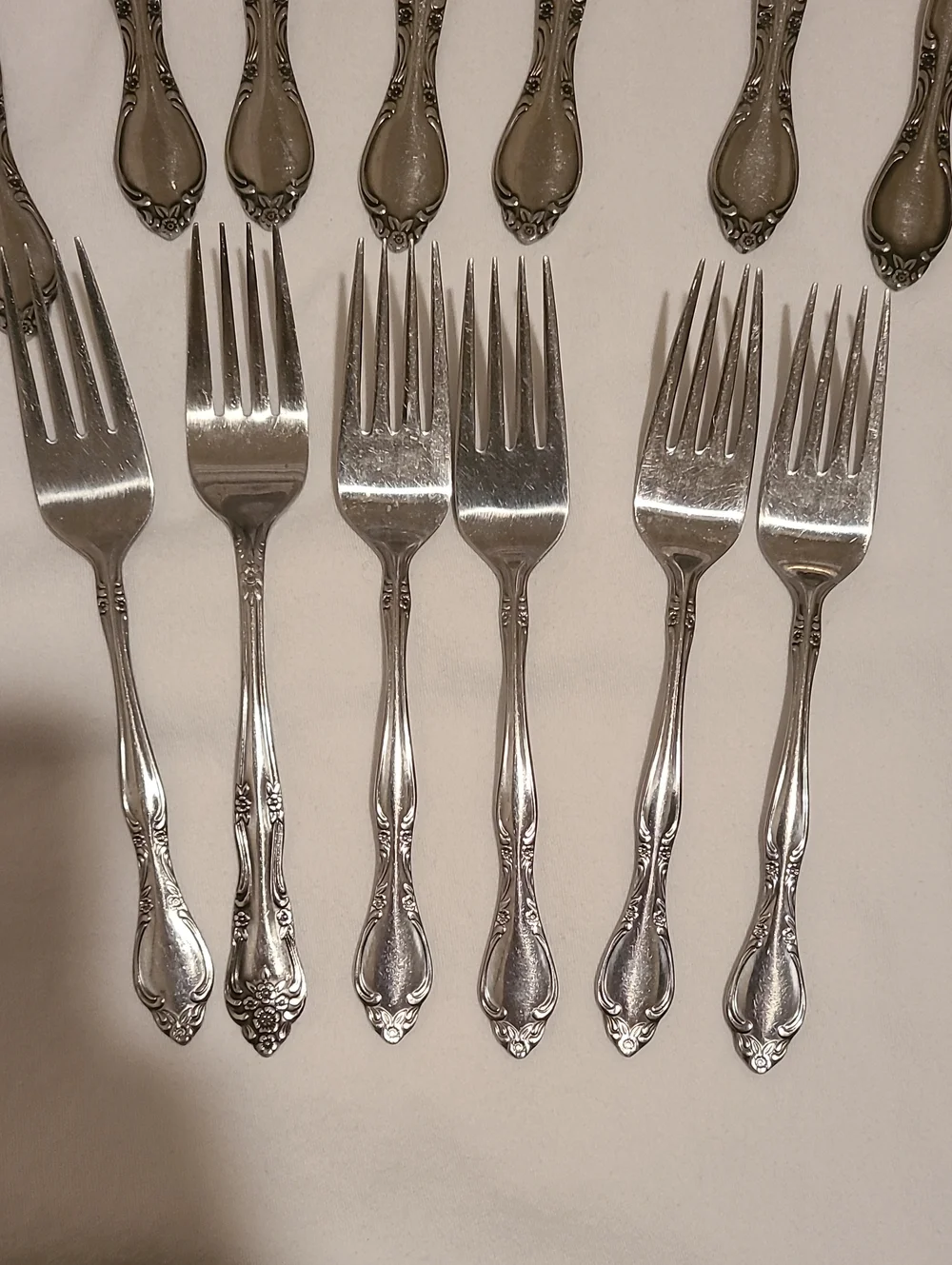 Vintage Imperial Stainless Korea Flatware 42 Pc Fleurette Pattern Floral Fork